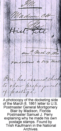 Photocopy of a letter from Perry to PMG Blair in the National Archives.