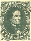 Scott #1 - the first Confederate stamp bearing the portrait of Jefferson Davis